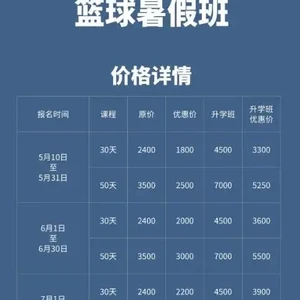 篮球训练员培训班收费标准